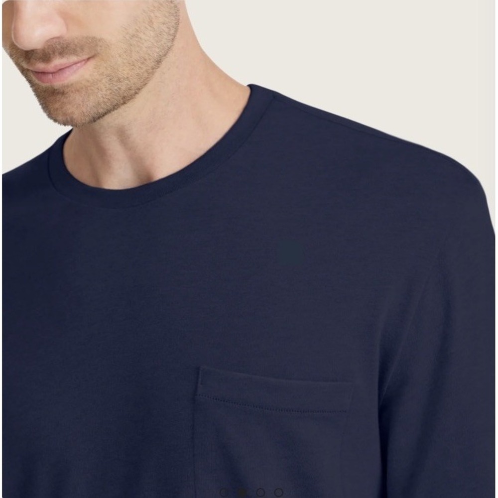 Allbirds Navy Organic Cotton Soft Merino Wool Long Sleeve Mens Shirt NWT XL - Picture 2 of 5